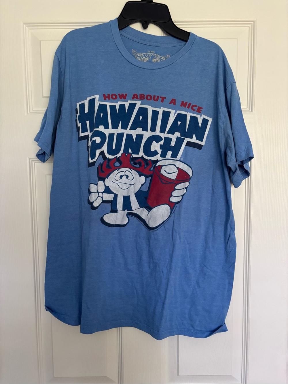 Savvy Hawaiian Punch Graphic Tee - Light Blue with Red & White Print
